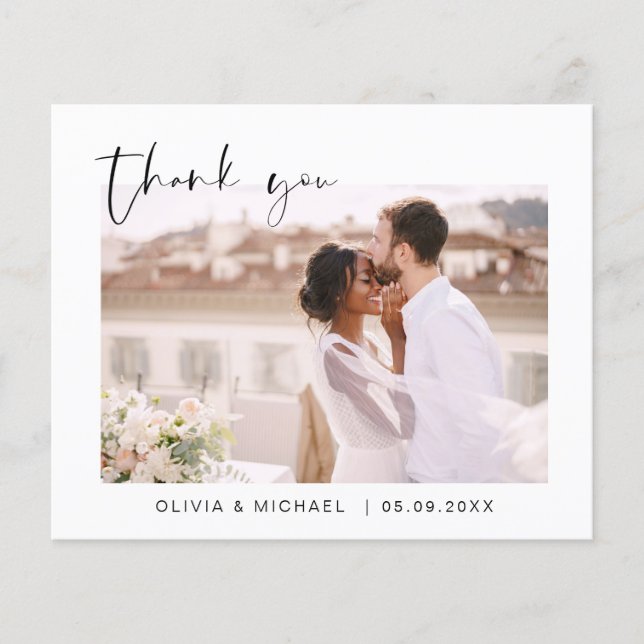 Budget Hochzeit Minimalistisches Foto Vielen Dank  Flyer (Vorne)