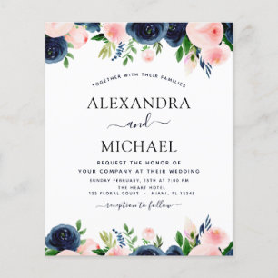 Budget Hochzeit Navy Blush Pink Blues Flyer