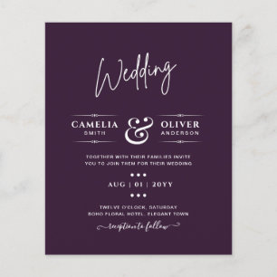 BUDGET-HOCHZEIT PLAUMEN-PURPUR Monochrom Einfach Flyer