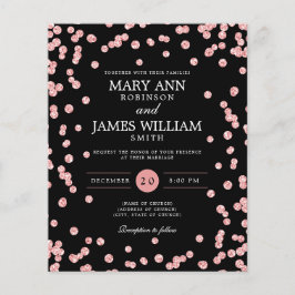 Budget Hochzeit Rose Gold Glitzer Black Einladung Flyer