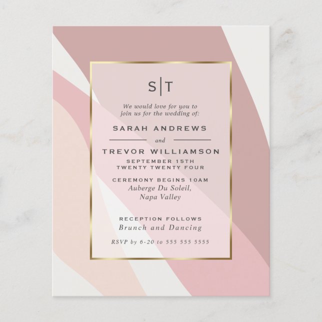 Budget Hochzeit Rost Dusty Rose Gold Abstrakt (Vorderseite)