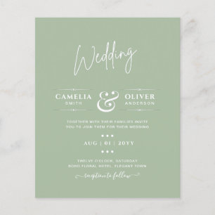 BUDGET Hochzeit Salbei Apfel Grün Monochrom Text Flyer