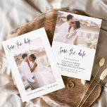 Budget Hochzeit Save the Date Foto Minimalistisch  Flyer<br><div class="desc">Budget Hochzeit Speichern Sie die Datumskarten,  die ein Foto auf der Vorder- und Rückseite haben. Die Save the Date-Karten enthalten eine moderne,  handgeschriebene,  kursive Schriftzeichen-Typografie,  die elegant,  einfach und modern nach einem einfachen Hochzeitstag-Fest zu verwenden sind.</div>