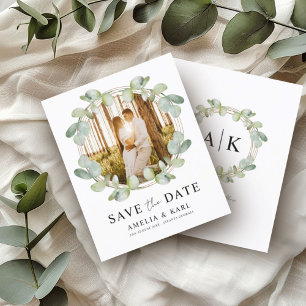 Budget Hochzeit Save the Date Salbei Grün Eukalypt