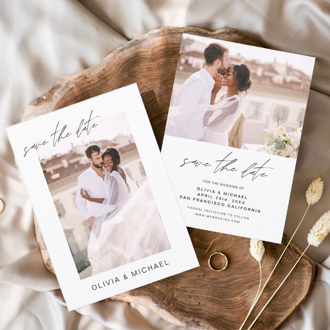 Budget Hochzeit Speichern Sie das Date Foto Minima Flyer (Von Creator hochgeladen)
