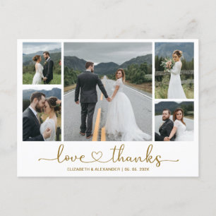 Budget Hochzeit Vielen Dank 5 Foto Collage Postcar Postkarte