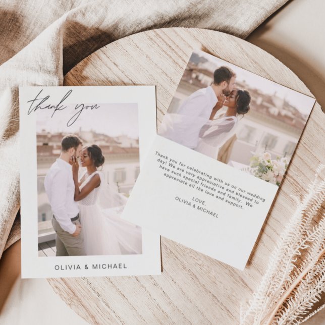 Budget Hochzeit Vielen Dank Foto Minimalistischer  Flyer (Von Creator hochgeladen)