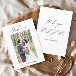 Budget Hochzeit Vielen Dank Foto Minimalistischer  Flyer<br><div class="desc">Budget Hochzeit Dankeschön Karten,  die ein Foto auf der Vorder- und Rückseite haben. Die Dankeschön-Karten enthalten eine moderne,  handgeschriebene,  kursive Schriftzeichen-Typografie,  die elegant,  einfach und modern nach einem minimalistischen einfachen Hochzeitstag-Fest zu verwenden sind.</div>