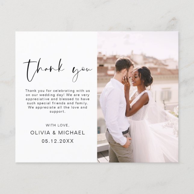 Budget Hochzeit Vielen Dank Foto Minimalistischer  Flyer (Vorne)