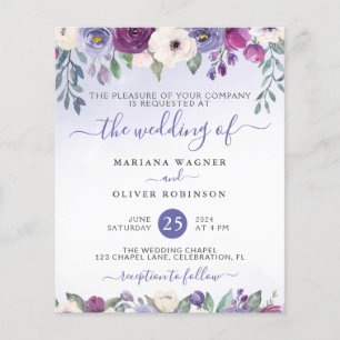 Budget-Hochzeits-Einladung mit Periwinkle-Fuchsia- Flyer