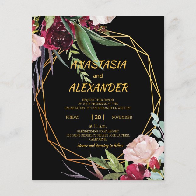 Budget Hochzeitseinladung Flyer (Vorne)