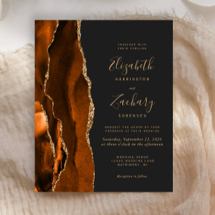 Budget-Hochzeitseinladung im dunklen Burnt-Orange-