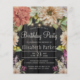 Budget-Hochzeitseinladung im ländlichen Blumenstil Flyer