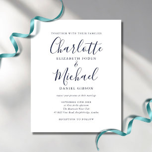 Budget Hochzeitseinladung im marinen Blauen Chic-S