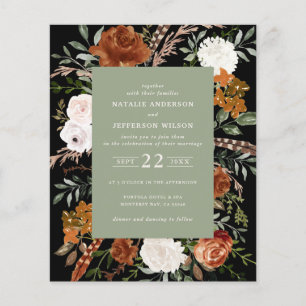 Budget-Hochzeitseinladung mit floralen Details in  Flyer