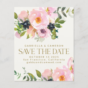 Budget-Hochzeitseinladungskarte mit rosa floralem
