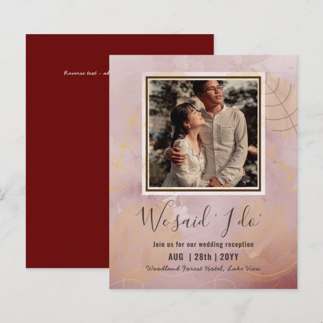 BUDGET Hochzeitsempfang Einladung mit FOTO (Vorne/Hinten)