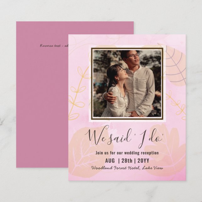 BUDGET Hochzeitsempfang Einladung mit FOTO (Vorne/Hinten)