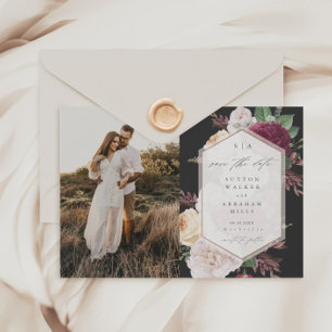 Budget-Hochzeitsfoto mit Blumen 'Save the Date'