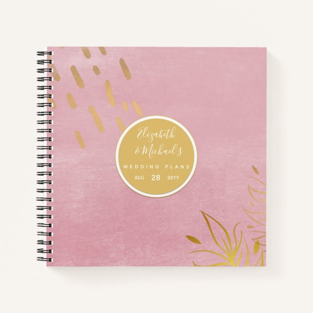 Budget Hochzeitsplaner Personalisiert Trendy Moder Notizbuch (Vorderseite)