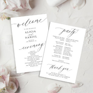 Budget-Hochzeitsprogramm in schwarz-weiß und Roman