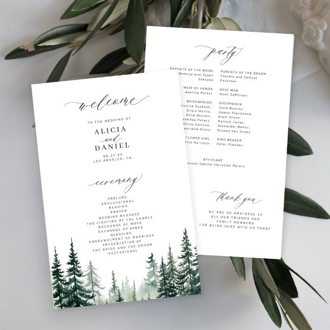 Budget-Hochzeitsprogramm mit Kiefernwald im Gebirg (Von Creator hochgeladen)