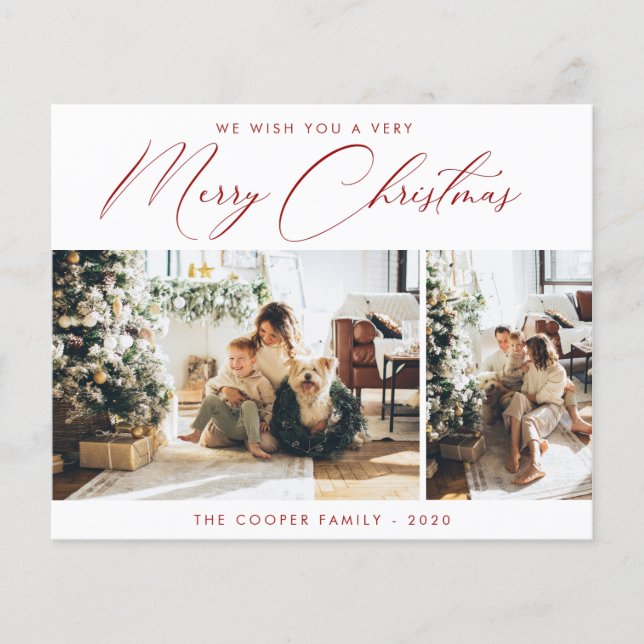 Budget Holiday Foto Card | Moderne Weihnachten Flyer (Vorne)