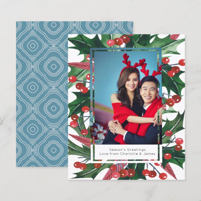 BUDGET Holiday Holly Foto Frame Personalisiert (Vorne/Hinten)