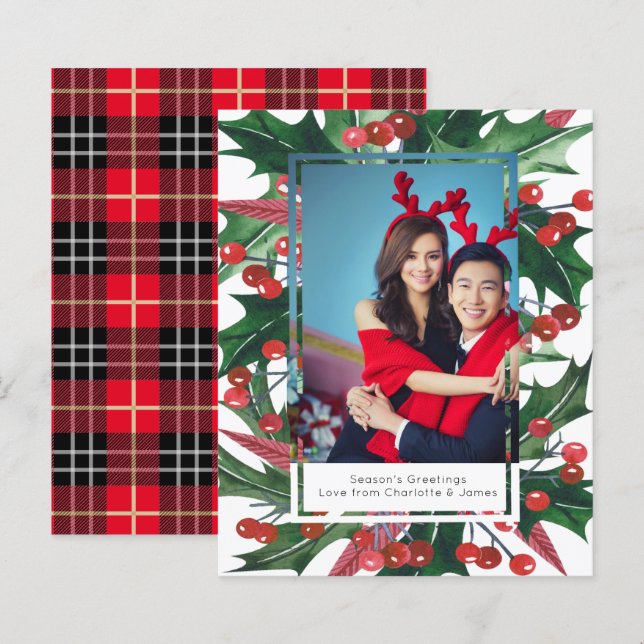 BUDGET Holiday Holly Foto Frame Personalisiert (Vorne/Hinten)