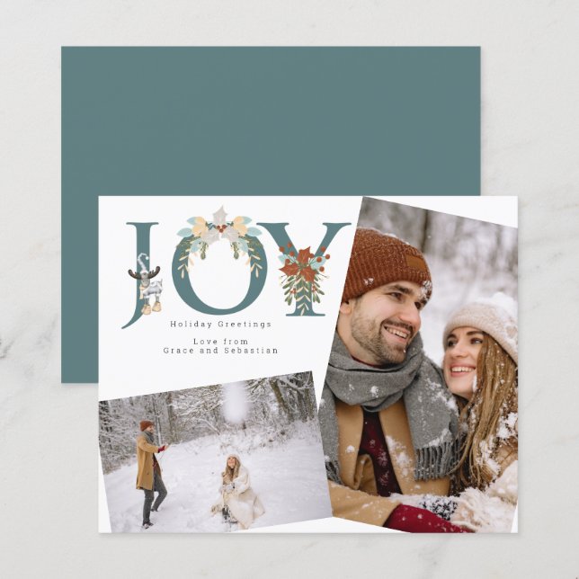 BUDGET Holiday Joy Foto Personalisierte Karte (Vorne/Hinten)