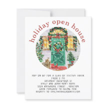 Budget Holiday Open House Party Rote Einladung