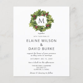 Budget Holly Berries Wreath Wedding Einladung