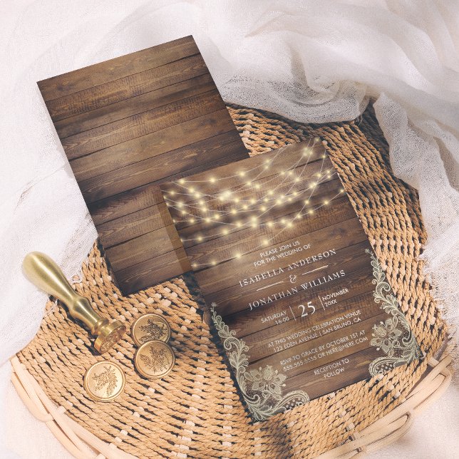 Budget Holz, Leuchten und Spitzen-Hochzeitsmittel (Von Creator hochgeladen)