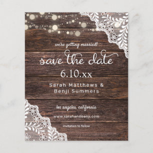 Budget Holz, Spitze und Lichter Save the Date V2 F Flyer