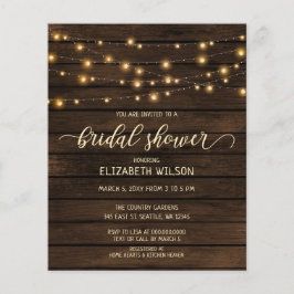 Budget Holz String Lichter Bridal Dusche Einladung