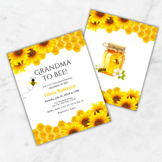 Budget Honeycomb Oma to Bee Baby Shower Einladung