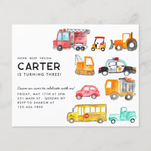 Budget Honk Beep Vroom Transportation Kind Geburts Flyer