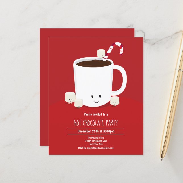 Budget Hot Chocolate Weihnachten Party Einladung (Vorderseite/Rückseite Beispiel)