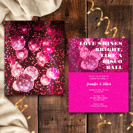 Budget Hot Pink Disco Ball Einladung Hochzeit Flyer