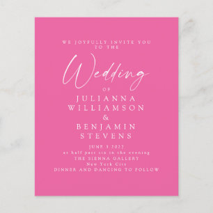 Budget Hot Pink minimalist Schrift Hochzeits-Einla