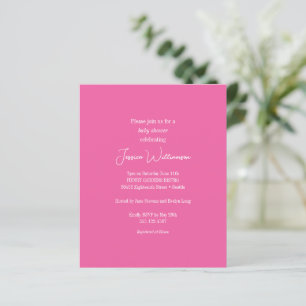 Budget Hot Pink Minimalistisch Baby Dusche Einladu