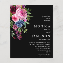Budget Hot Pink & Navy Blue Floral Hochzeit 3 Blac Flyer