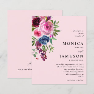 Budget Hot Pink & Navy Blue Floral Hochzeit 3 Pink