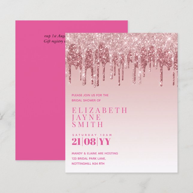BUDGET Hübsch Girly Brautparty lädt Glitzer ein (Vorne/Hinten)