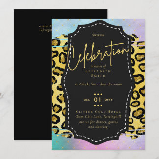 Budget Hübsch Girly Sweet16 Gold Animal Print Inv Einladung