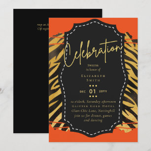 Budget Hübsch Girly Sweet16 Gold Animal Print Inv Einladung