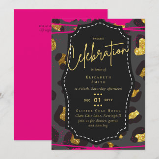 Budget Hübsch Girly Sweet16 Gold Animal Print Inv Einladung
