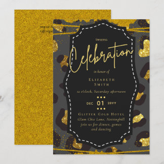 Budget Hübsch Girly Sweet16 Gold Animal Print Inv Einladung