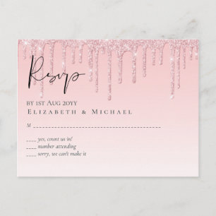 Budget Hübsch Girly Wedding RSVP Glitzer Pink Postkarte