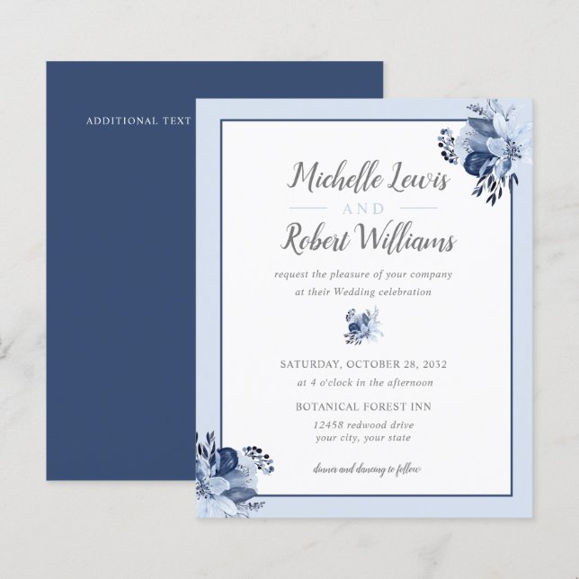 BUDGET Hübsch Gray Navy Blue Floral Hochzeit (Vorne/Hinten)